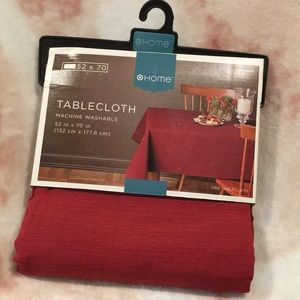 Red Textured Rectangular 52” x70” Tablecloth NWT Target Cotton Polyester Blend